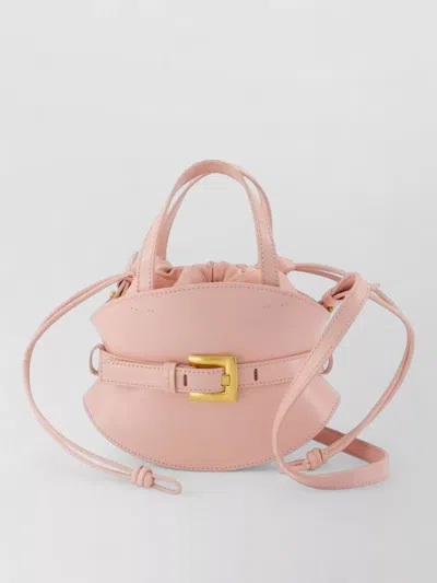 Balmain Shuffle Leather Hourglass Handbag With Drawstring Closure In Pink