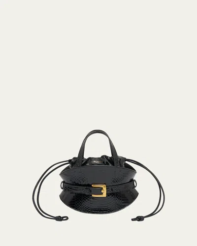 Balmain Shuffle Mini Embossed Leather Crossbody Bag In Black