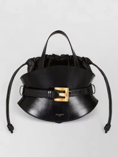 Balmain Shuffle Mini Leather Bucket Shoulder Bag