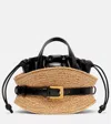 Balmain Shuffle Mini Leather-trimmed Raffia Tote Bag In Sand