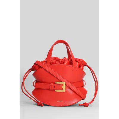BALMAIN BALMAIN SHUFFLE MINI SHOULDER BAG IN RED LEATHER