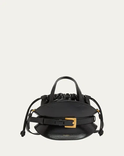 Balmain Shuffle Mini Top-handle Bag In Calfskin In Black