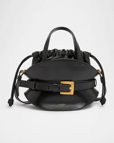 Balmain Shuffle Mini Top-handle Bag In Calfskin In Black