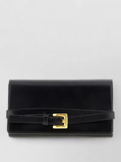 Balmain Shuffle Wallet Chain Buckle Detail Strap In Black