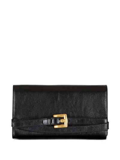 BALMAIN BALMAIN "SHUFFLE" WALLET ON CHAIN CRINKLED LEATHER