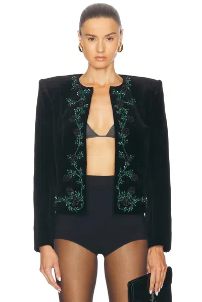 Balmain Side To Side Embroidered Mure Jacket In Noir & Vert