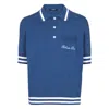 Balmain Siganture Embroidered Polo Shirt In Blue
