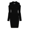 Balmain Siganture Logo Patch Knit Mini Dress In Black