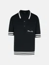 Balmain 'signature' Black Cotton Blend Polo Shirt In Black