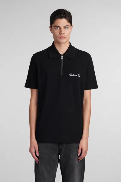 BALMAIN POLO IN BLACK COTTON