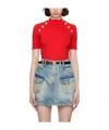 Balmain Red Button T-shirt In Multicolor