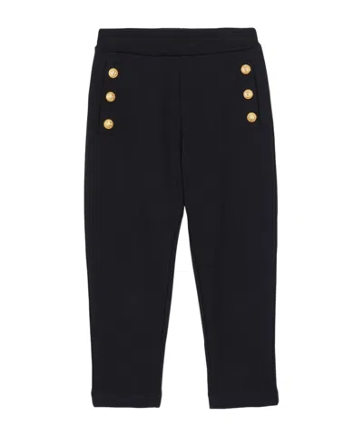 Balmain Kids' Signature Coin Cotton Track Pants In Black