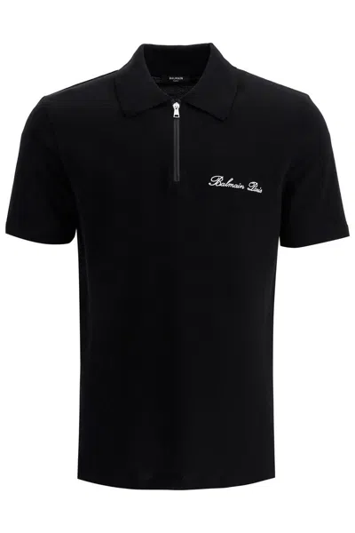 BALMAIN BALMAIN SIGNATURE EMB ZIPPED POLO CLOTHING