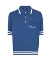 Balmain Siganture Embroidered Polo Shirt In Blue