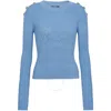 Balmain Embossed-button Ribbed-knit Jumper In Blue