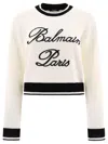 Balmain Logo-embroidered Crewneck Sweater In White