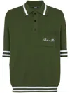 Balmain Signature Knitted Polo Top In Green