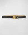 Balmain Signature Leather Belt With Geometric Buckle In 0pa Noir