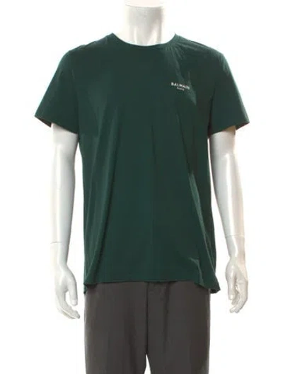 Pre-owned Balmain Signature Logo Crew Neck T-shirt In Green