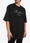Balmain Signature Embroidered T-shirt In Black