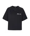 Balmain Cropped Cotton T-shirt With Small Flocked Logo In Black