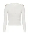 Balmain Signature Knit Jumper With Lion Button Detail In White