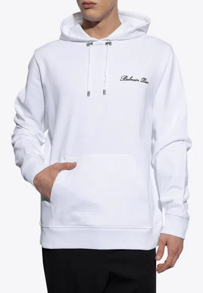 BALMAIN SIGNATURE LOGO EMBROIDERED HOODIE