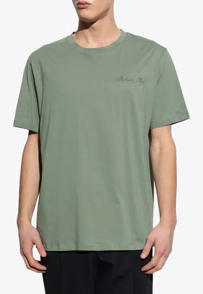 Balmain Signature Logo Embroidered T-shirt In Green