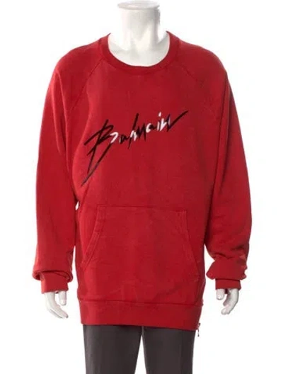 Pre-owned Balmain Signature Logo Graphic Print Pullover In Red