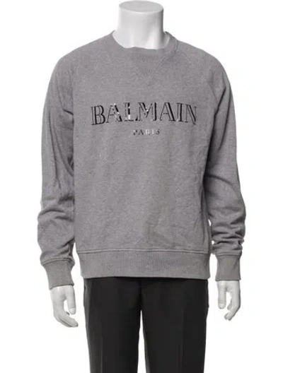 Pre-owned Balmain Signature Logo Graphic Print Sweatshirt In Gray