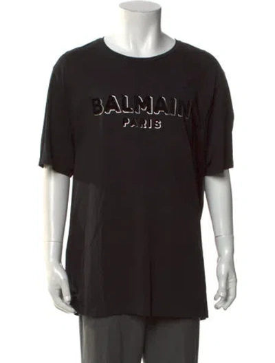 Pre-owned Balmain Signature Logo Graphic Print T-shirt In Black
