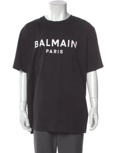 Pre-owned Balmain Signature Logo Graphic Print T-shirt In Gray