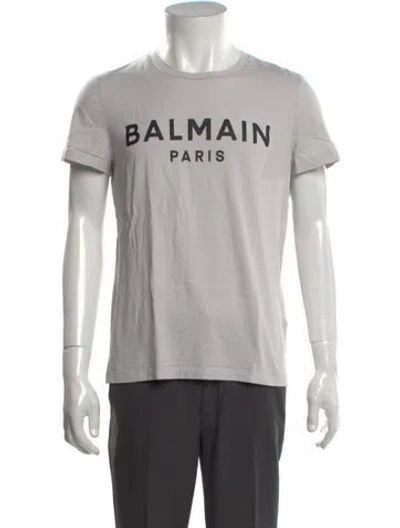 Pre-owned Balmain Signature Logo Graphic Print T-shirt In Grey