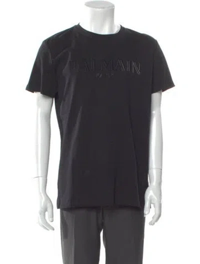 Pre-owned Balmain Signature Logo Graphic Print T-shirt W/ Tags In Black