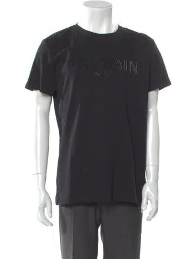 Pre-owned Balmain Signature Logo Graphic Print T-shirt W/ Tags In Black