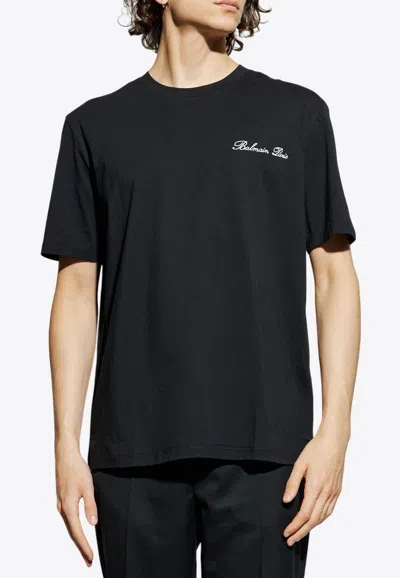 Balmain Signature Logo T-shirt In Black