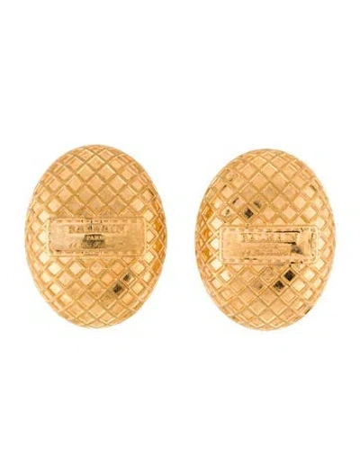 Pre-owned Balmain Signature Mesh Clip Back Earrings In Gold
