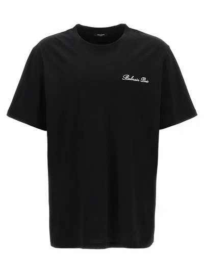 Balmain Signature T-shirt In Eab Noir/blanc