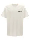 Balmain White Crewneck T-shirt With Logo Lettering Embroidery In White/black