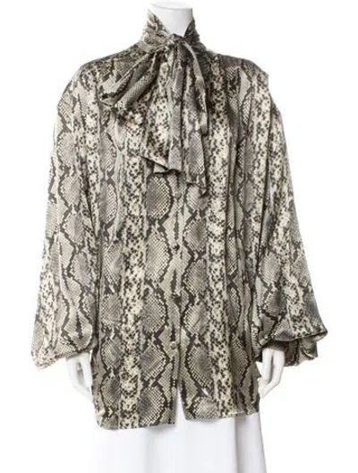 Pre-owned Balmain Silk Animal Print Blouse In Neutral