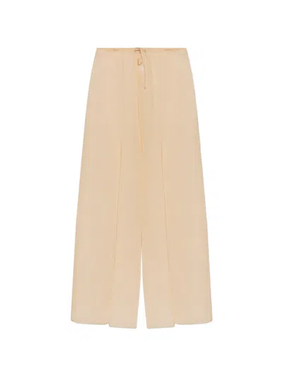 Balmain Silk Beach Trousers With Monogram In Neutral