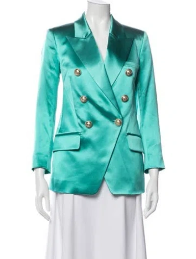 Pre-owned Balmain Silk Blazer In Green