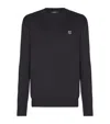 Balmain Fine Silk And Cotton Jumper In Black