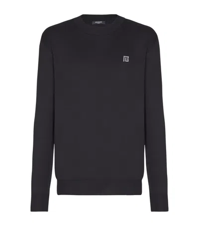 Balmain Fine Silk And Cotton Jumper In Black