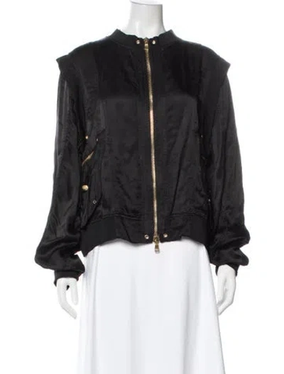 Pre-owned Balmain Silk Bomber Jacket In Black