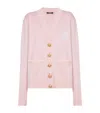 Balmain Silk-cotton Embroidered Cardigan In Pink