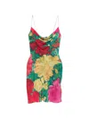 Balmain Silk Cowl Neck Mini Dress With Thin Straps - Size 36 In Multi