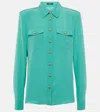 Balmain Shirt Logo Button Chest Pockets In Green