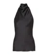 Balmain Halterneck Sleeveless Backless Draped Neckline Fitted Silhouette In Black