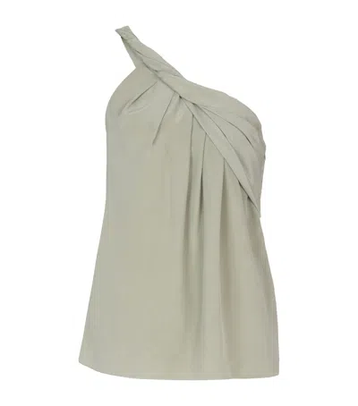 Balmain Silk Crepe One-shoulder Top In Green